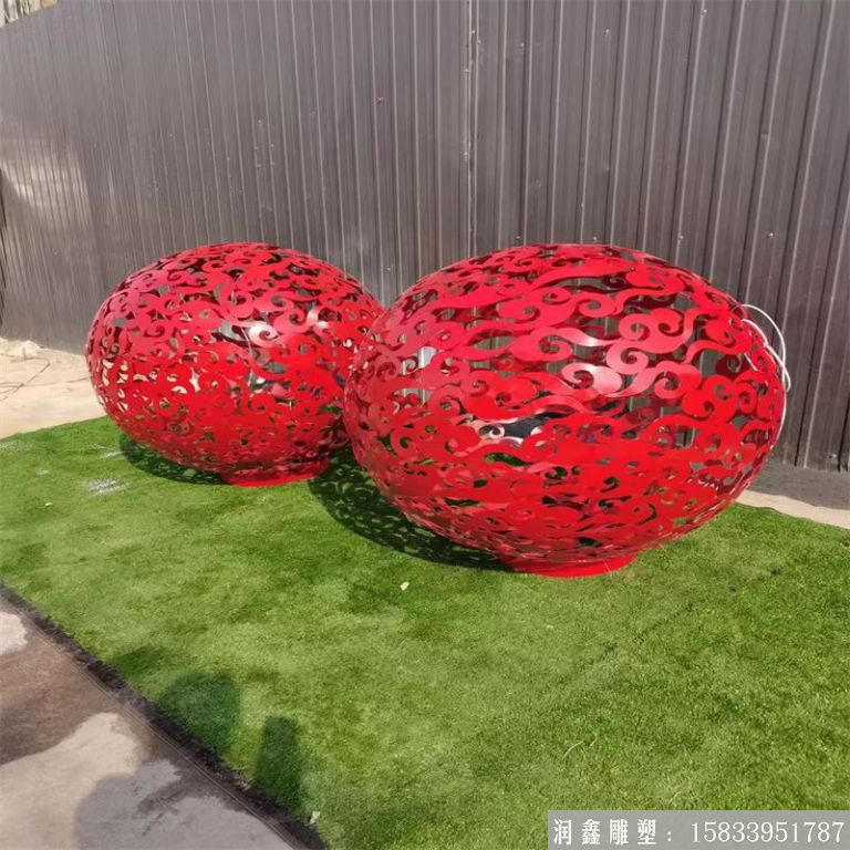 不銹鋼鏤空球雕塑,發(fā)光球體雕塑廠家